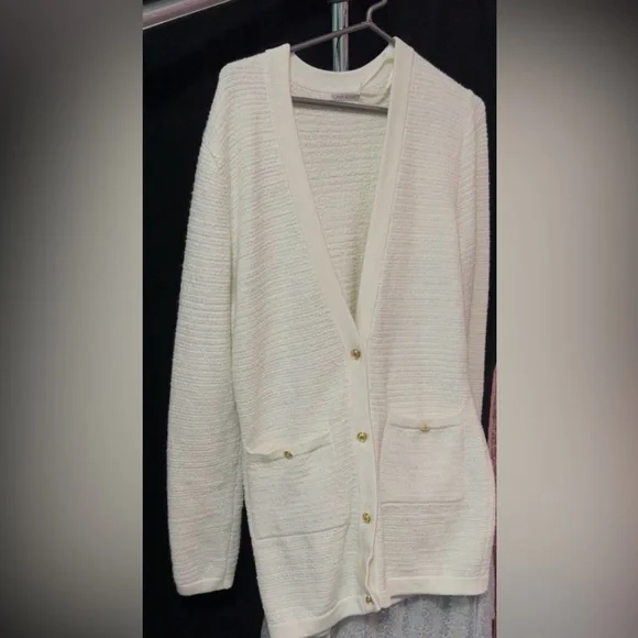 Ronny Kobo Beige V-Neck Long Sleeve Cardigan Sweater OS